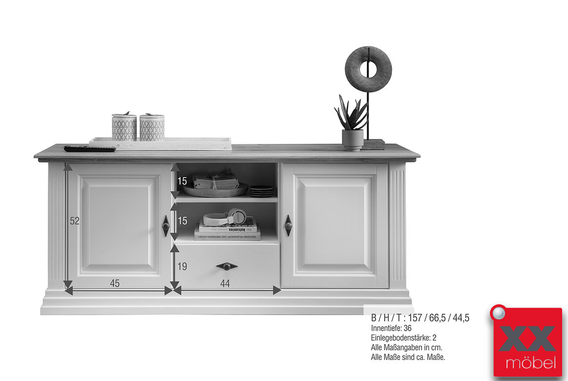 Wohnwand | 4-tlg. | Linea - WZ-0622 | Kiefer Massivholz | W01